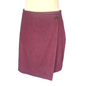 Banana Republic Burgundy Wrap Asymmetric Skirt Above Knee Fall Office Size 6